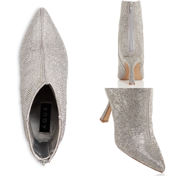 Aqua Rhinestone high heel booties - Picture 4 of 5